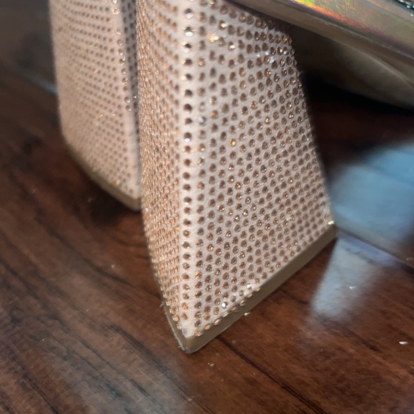 BP. Nordstrom chunky rhinestone triangle heel clear sandal heels nude blush 8.5 - Picture 4 of 7